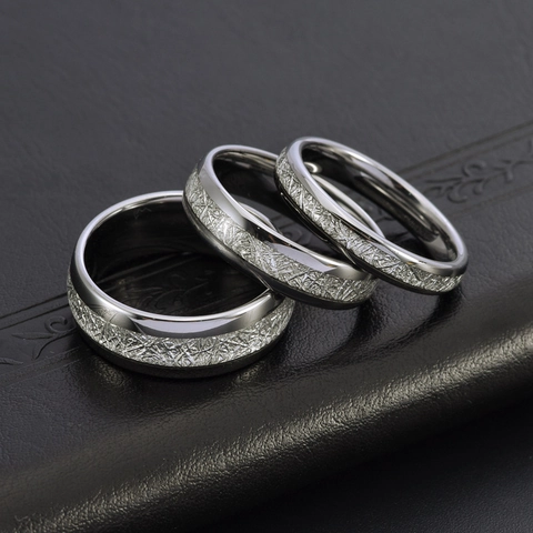 Anello in Acciaio al Tungsteno Moda Argento Texture Nebbiosa per Uomo Donna Coppia Fascia Durevole Gioielli Minimalisti Anello