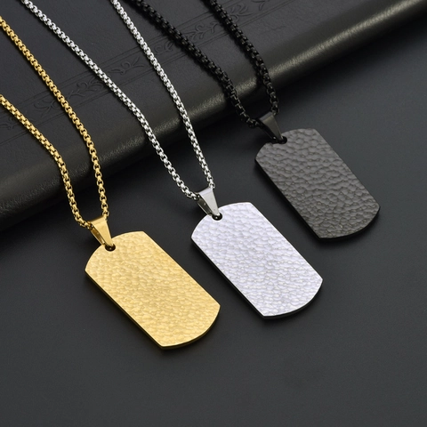 Χειροποίητο Σφυρήλατο Κολιέ με Μενταγιόν Dog Tag Unisex από Ανοξείδωτο Ατσάλι Ατομικιστικό Κόσμημα Δώρο για Άνδρες