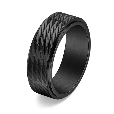 Titaniumstaal Spinner Ring Voor Dames Heren Ruit Gefacetteerd Stressverlichting Draaiende Bandring Vergulde Industriële Sieraden Cadeau