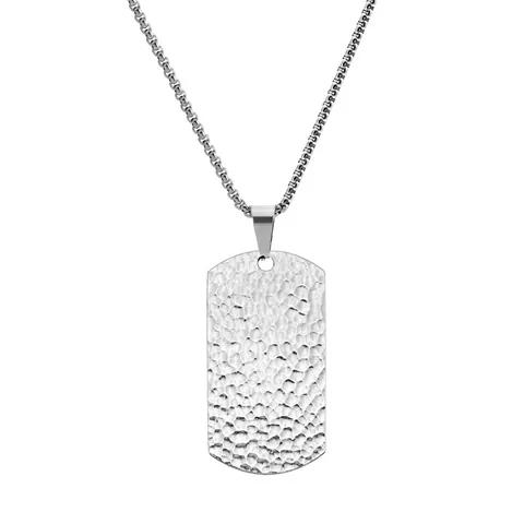 Χειροποίητο Σφυρήλατο Κολιέ με Μενταγιόν Dog Tag Unisex από Ανοξείδωτο Ατσάλι Ατομικιστικό Κόσμημα Δώρο για Άνδρες