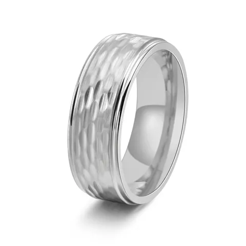 Gehämmerter Wabenstruktur Matter Titanstahl Ring Für Herren Europäische Mode Gebürstet Poliert Industrie Stil Bandring Schmuck Geschenk