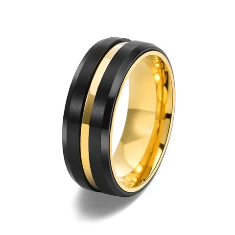 Titanium Steel Spinner Ring For Men Matte Brushed Two Tone Grooved Band Rotating Stress Relief Fashion Jewelry Ring