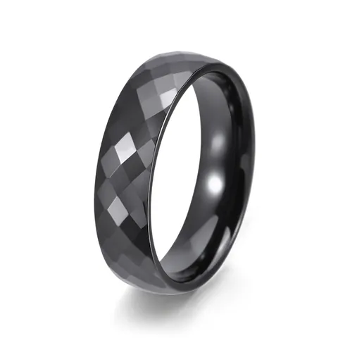 Minimalistische Geometrische Gefacetteerde Keramieken Ring Mode Ruitvormige Snede Bandring Voor Heren Dames Dagelijkse Sieraden Wit Zwart