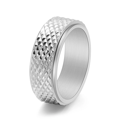Titanstahl Rautenmuster Rotierender Spinner Ring Für Herren Damen Personalisierter Minimalistischer Geometrischer Ring