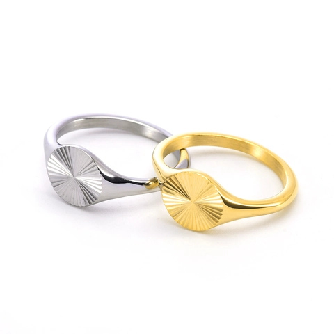 Minimalistischer Titanstahl Sonnenstrahl Siegelring Für Damen 18K Gold Silber Plattiert Geometrischer Chic Schmuck Geschenk