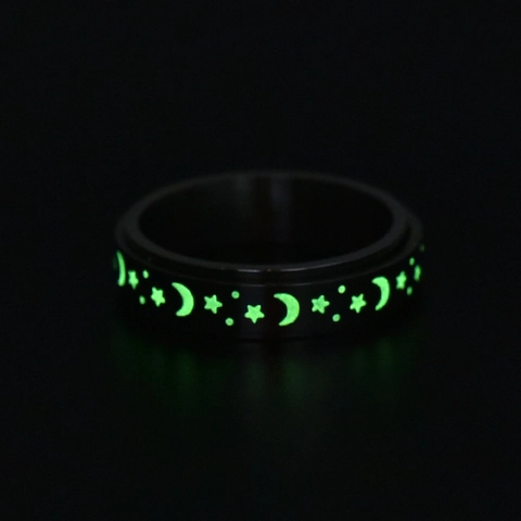 Edelstahl Stern Mond Spinner Ring Für Damen Leuchtet Im Dunkeln Drehbarer Stressabbau Ring Mode Finger Schmuck