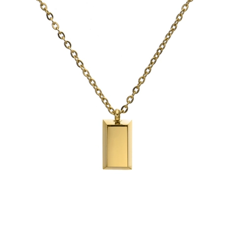 Korean Style Titanium Steel Gold Bar Pendant Necklace For Women Minimalist Geometric Square Bar 18K Gold Plated Jewelry Gift