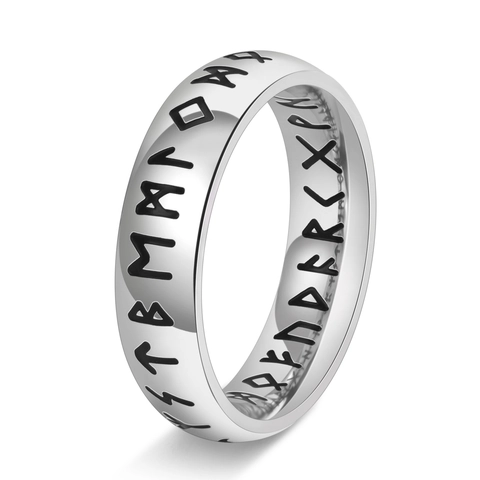 Bague en Acier Titane Rune Viking Nordique pour Hommes et Femmes Style Punk Rétro Bijoux Goth Minimalistes Accessoires de Doigt Mystérieux Cadeau
