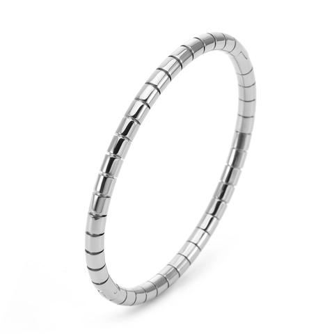 Bracelet Jonc Minimaliste Plaqué Or 18K Acier Titane Nœud de Bambou Mode Poli Style Tubogas Pour Femme Bijoux
