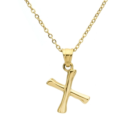 Collana Con Pendente a 26 Lettere Iniziali in Trama di Bambù Hip Hop in Acciaio Inossidabile Placcato Oro 18K Gioielli Personalizzati per Donna