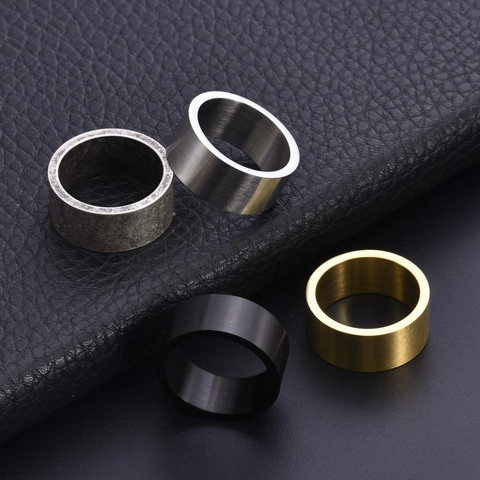 Anello in Acciaio al Titanio Spazzolato Opaco da Uomo Vintage Anello a Fascia Larga Geometrico Minimalista per Gioielli Moda