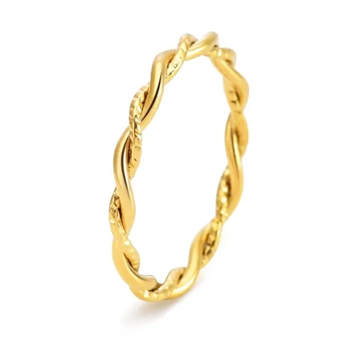 Bague Minimaliste en Acier Titane Corde Torsadée pour Femme Plaquée Or 18K Géométrique Double Fil Empilable Bijoux de Mode