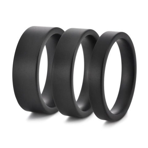 Bague en Céramique Noire Minimaliste pour Hommes Femmes Finition Mate Surface Dépolie Bijoux de Mode Personnalisés