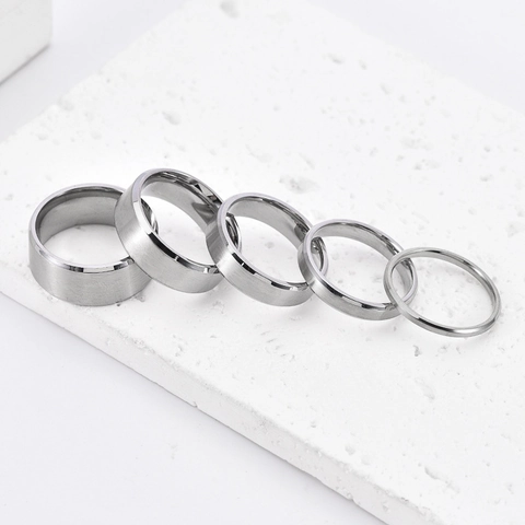 Minimalistischer Titanstahl Ring Für Damen Herren Paar Gebürstete Oberfläche Polierte Kante Silber Gold Schwarz Band Ringe Schmuck