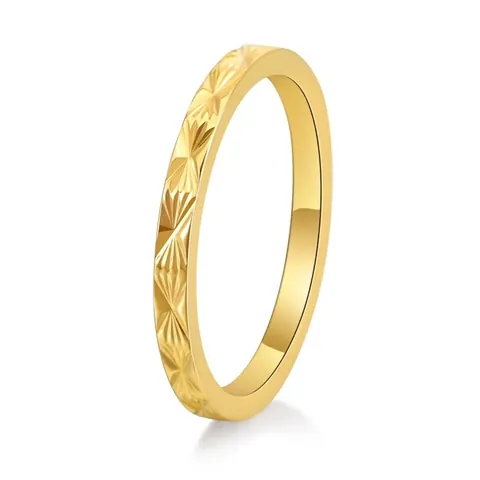 Anello in Acciaio Inossidabile Minimalista con Motivo a Stelle Placcato Oro 18K Taglio Diamantato 2mm Anello Sottile Donna Gioielli