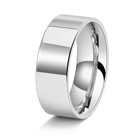 Anillo Liso de Acero de Titanio Minimalista Para Hombres Mujeres Ancho 8mm Anillo de Dedo de Acero Inoxidable Pulido Joyería de Moda Regalo