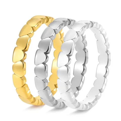 Anello Eternity a Cuore in Acciaio al Titanio Minimalista per Donna Placcato Oro 18K Lucidato Dolce Anello Romantico Gioielli