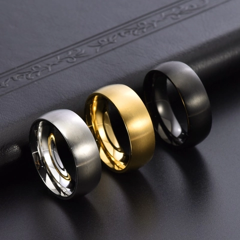 Minimalist Titanium Steel Brushed Ring For Men Women Simple Domed Plain Band Ring Electroplated Matte Finish Unisex Jewelry Finger Ring