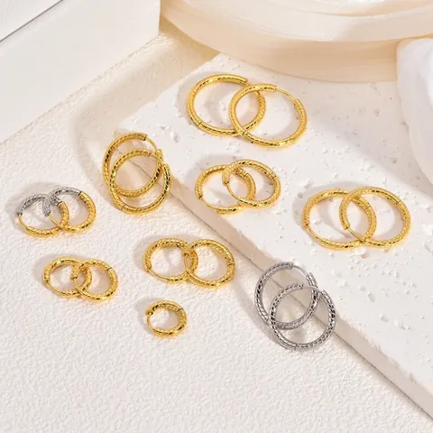 Einfache Edelstahl Gedrehte Creolen Für Damen Herren Minimalistische Silber Gold Bicolor Spirale Runde Geometrische Ohrringe Schmuck