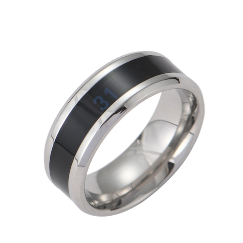 Modern Titanium Steel Temperature Sensing Ring For Men Minimalist Smart Color Changing Mood Ring Wide Band Jewelry Gift