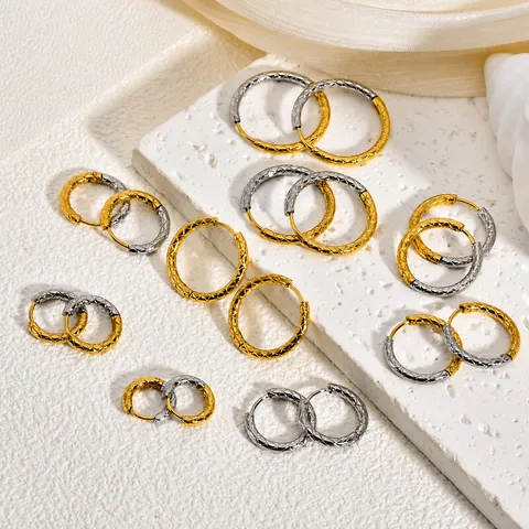 Geometrische Gesteppte Edelstahl Ohrringe Rautenmuster Runde Kreis Ohrschnalle Für Damen Herren Mode Schmuck