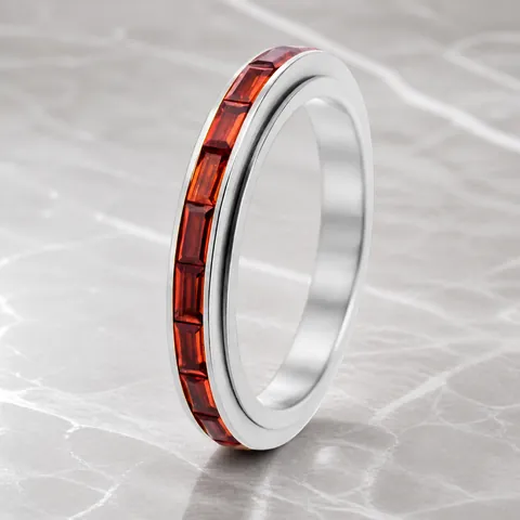 Fashion Stainless Steel Spinner Ring For Women Colorful Rhinestone Eternity Band Stress Relief Rotating Finger Ring Jewelry