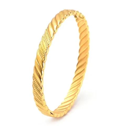 Bracciale Rigido Unisex in Acciaio Inossidabile a Corda Intrecciata Galvanizzato Ovale Geometrico Gioielli Minimalisti Regalo Donna Uomo