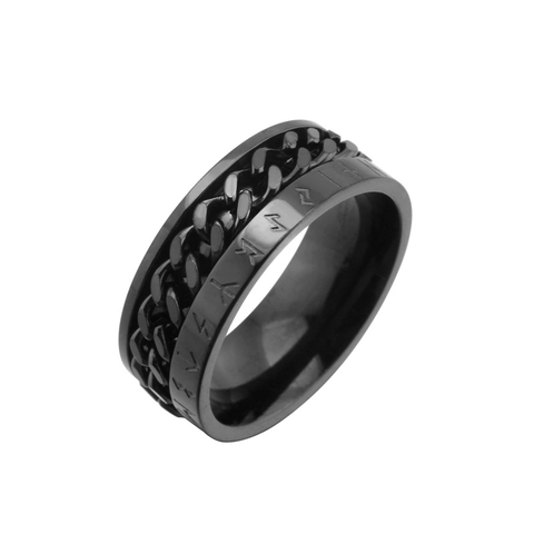 Herren Wikinger Runen Spinner Ring Titanstahl Drehbar Kette Leuchtend Band Retro Nordisch Stil Gotisch Schmuck Finger Zubehör Geschenk