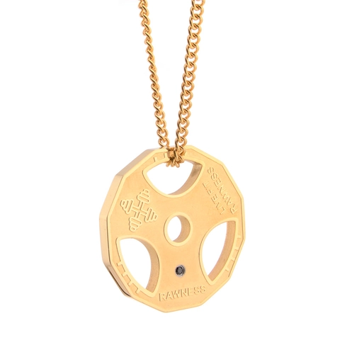 Titaniumstaal Fitness Halterschijf Hanger Ketting Voor Heren Sportief Halter Strass Hanger Gym Workout Sieraden