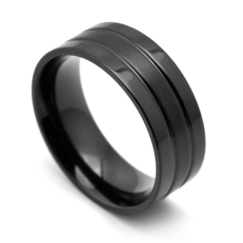 Anillo Minimalista de Acero Inoxidable Cepillado Para Hombre Borde Pulido Acabado Mate Ranura Anillo de Banda Punk Joyería de Moda Regalo