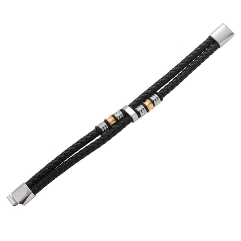 Pulsera de Cuero Trenzado de Doble Capa para Hombre Con Cierre Magnético Joyería Masculina de Moda Pulsera de Muñeca para Hombre
