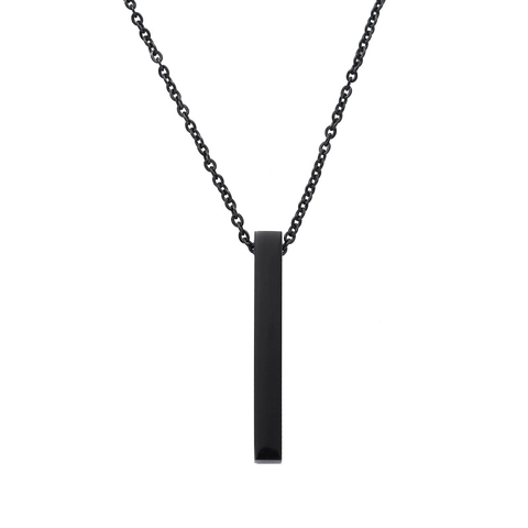 Minimalistische Polierte Edelstahl Vertikale Bar Anhänger Halskette Für Herren Damen Gravierbare Rechteckige Säule Anhänger Schmuck Geschenk