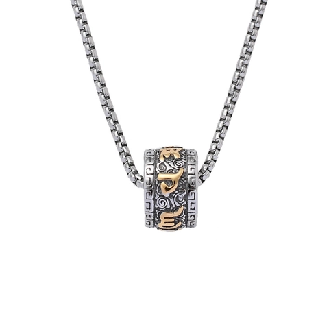 Vintage Roestvrijstalen Zes-woorden Spreuk Hanger Halsketting Voor Heren Gunstige Wolk Cilinder Mantra Sieraden Titanium Staal Ketting