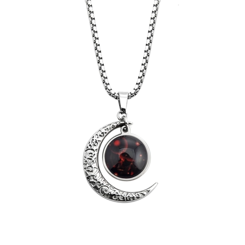 Stainless Steel Luminous 12 Constellations Moon Pendant Necklace With Rhinestone Glow In The Dark Jewelry For Couples