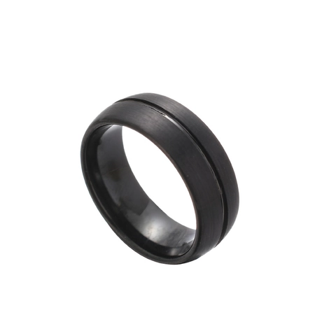 Brushed Tungsten Steel Ring For Men Matte Black Groove Band Ring Industrial Minimalist Wedding Engagement Fashion Jewelry