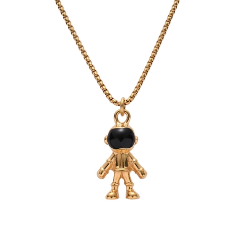 Collier Pendentif Astronaute Hip Hop Homme Femme Acier Titane Spaceman Couple Chaîne de Pull Style Harajuku Bijoux Cadeau