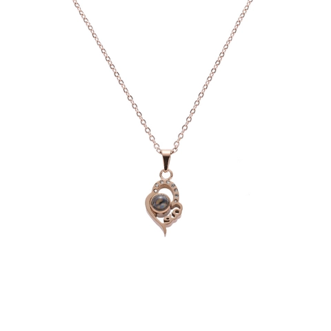 100 Idiomas Te Amo Proyección Corazón Collar Acero Inoxidable Diamante Imitación Colgante Joyería Romántica Mujer Regalo