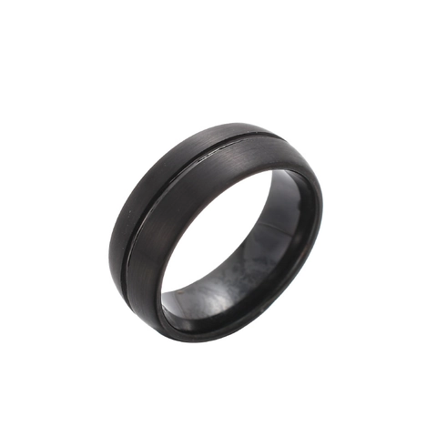 Brushed Tungsten Steel Ring For Men Matte Black Groove Band Ring Industrial Minimalist Wedding Engagement Fashion Jewelry