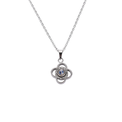 Collar con Colgante de Trébol de Acero Inoxidable 100 Idiomas Te Amo Joyería de Proyección Cadena de Estrás para Mujer Regalo
