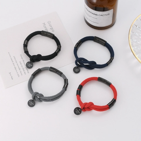 Minimalist 316L Stainless Steel Braided Rope Bracelet For Couples Double Layer Hand Woven Jewelry For Men Women Daily Use