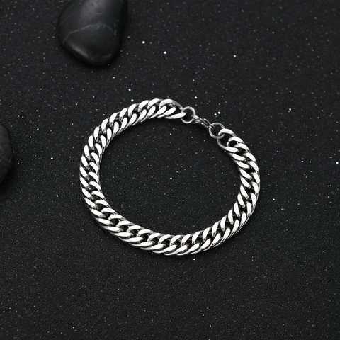 Heren Titaniumstaal Cubaanse Schakel Armband Gepolijst Roestvrij Staal Hip Hop Ketting Armband Cadeau Sieraden