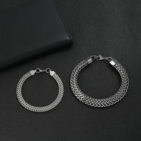 Men's Titanium Steel Double Layer Wheat Chain Bracelet Punk Domineering Franco Link Bangle Jewelry For Men Accessory