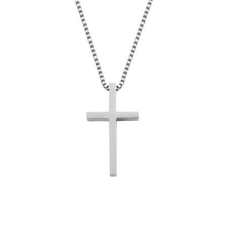 Collar con Colgante de Cruz de Acero Inoxidable Minimalista para Hombre Mujer Joyería Religiosa Cristiana Pulida Collar de Cruz Sencillo