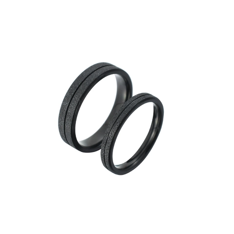 Minimalistische Titanium Staal Gematteerde Ring Voor Heren Dames Gezandstraald Gegroefd Ontwerp Gegalvaniseerde Unisex Ring