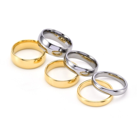 Anillo de Banda de Acero de Tungsteno Minimalista para Hombres Mujeres Personalizado Liso Pulido Altamente Pulido Anillos de Pareja Oro Plata Joyería Regalo