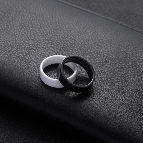 Minimalist Ceramic Ring For Men Women 6mm Width Plain Band Black White Polished Matte Finish Trendy Fashion Jewelry Ring