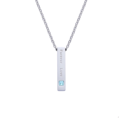 Collana con Pendente a Barra Incisa Forever Love in Acciaio Inossidabile con Strass Rosa Blu Gioielli Minimalisti per Coppie
