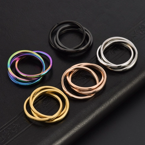 Titanstahl Verflochtene Dreifach-Bandring Für Damen Herren Hochpoliert Trinity Stil Verlobungsring Mehrfarbiger Ring Schmuck