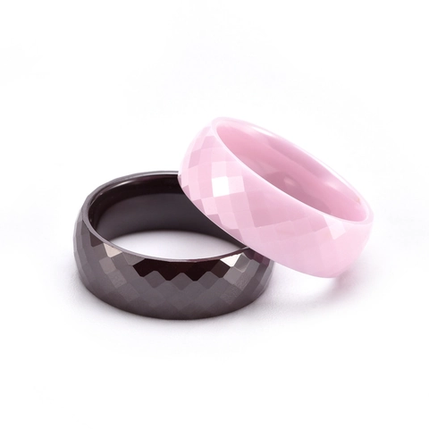 Moderne Ruit Gefacetteerde Keramieken Ring 8mm Breed Gepolijste Geometrische Bandring Voor Mannen Vrouwen Minimalistische Mode Sieraden