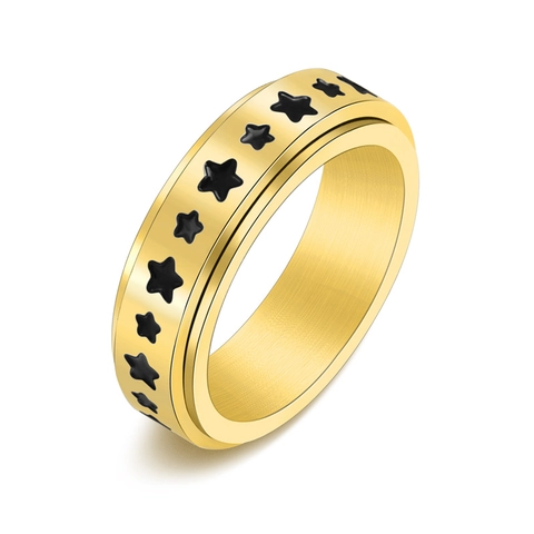 Minimalistische Roestvrijstalen Spinner Ring Voor Heren Dames Druppelolie Ster Draaibare Stressverlichting Ring